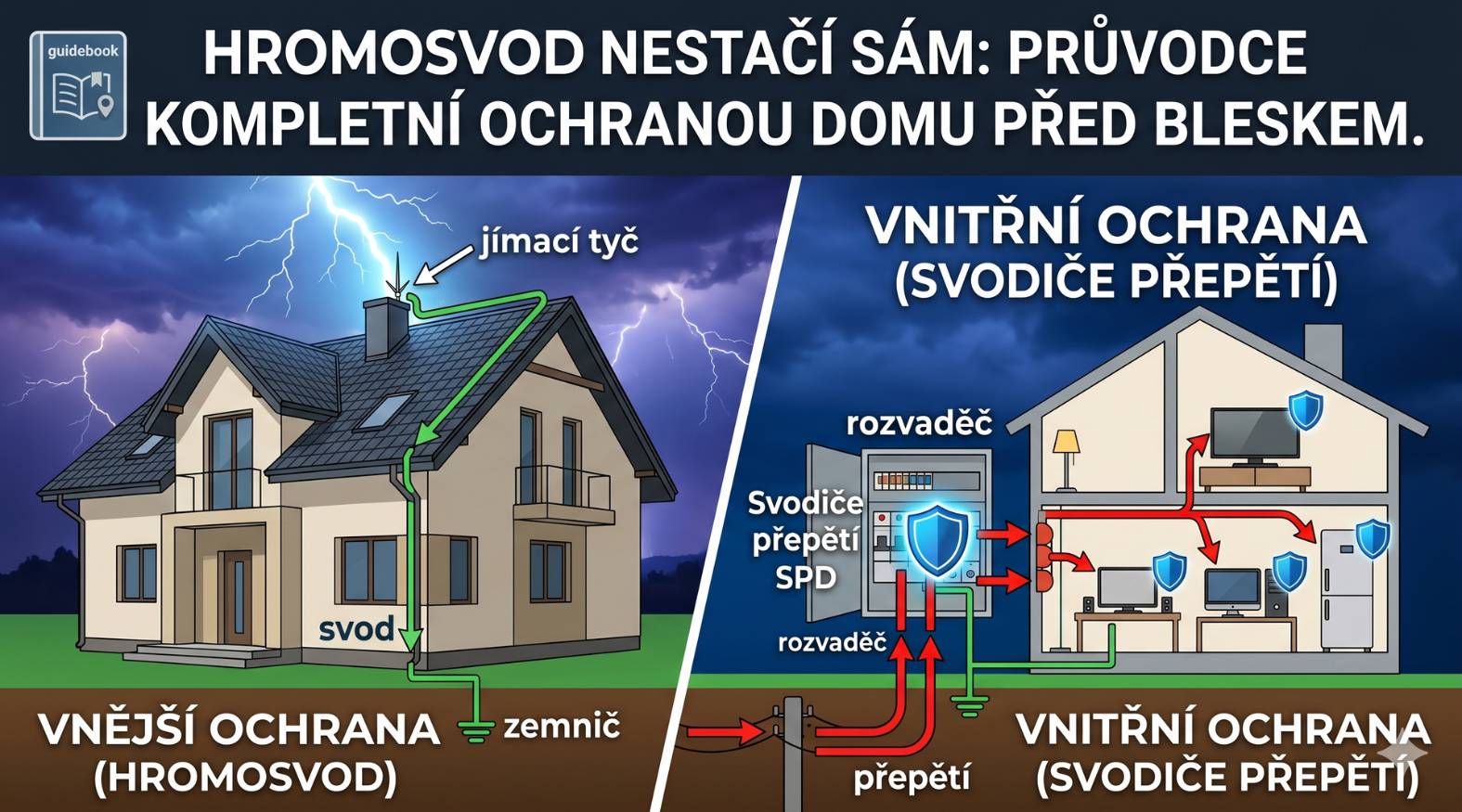 Hromosvod nestačí sám: průvodce kompletní ochranou domu před bleskem
